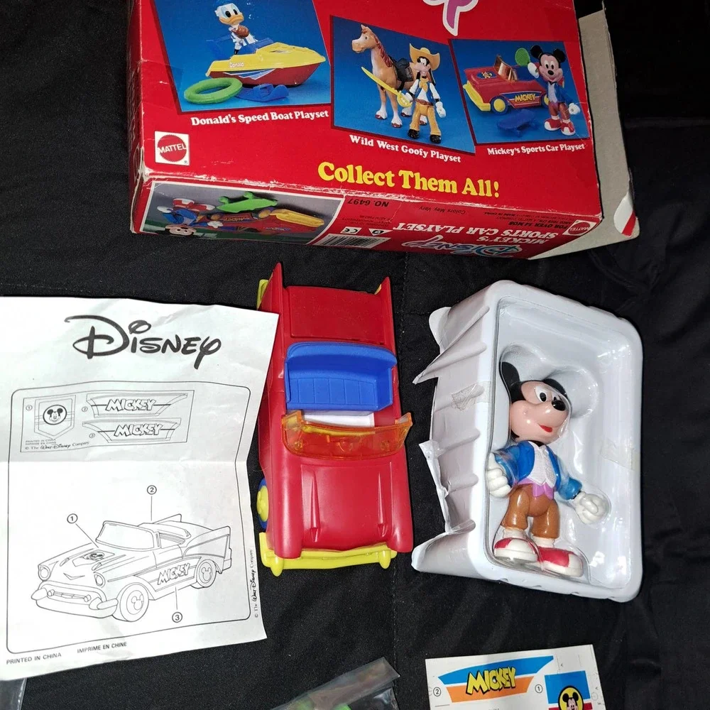 RARE VINTAGE COLLECTIBLE SEALED Mattel Mickey Sportscar Playset No 6497